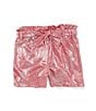 Color:Pink - Image 1 - Little Girls 2T-6X Metallic Crackled Foiled Print Shorts