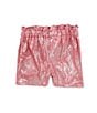 Color:Pink - Image 2 - Little Girls 2T-6X Metallic Crackled Foiled Print Shorts