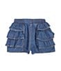 Color:Medium Stone - Image 1 - Little Girls 2T-6X Ruffled Denim Shorts