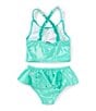 Flapdoodles Little Girls Shirred Ruffle Straps Mermaid Tankini & Ruffle Hipster Bottom 2-Piece Swimsuit, Color:Aqua - Image 2