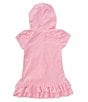 Color:Pink - Image 2 - Little Girls 2T-6X Short Sleeve French Terry Hooded Swimsuit Coverup