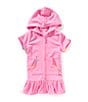 Flapdoodles Little Girls Short Sleeve Rainbow Trim Flap Doodles Swimsuit Cover-Up, Color:Pink - Image 1