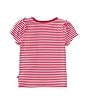 Color:Pink - Image 2 - Little Girls 2T-6X Short Sleeve Striped Ruffle T-Shirt
