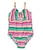 Color:Multi - Image 1 - Little Girls 2T-6X Striped One-Piece Swimsuit