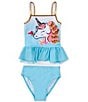 Color:Light Blue - Image 1 - Little Girls 2T-6X Unicorn Appliqued Tankini Top & Hipster Bottom 2-Piece Swimsuit