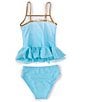 Color:Light Blue - Image 2 - Little Girls 2T-6X Unicorn Appliqued Tankini Top & Hipster Bottom 2-Piece Swimsuit