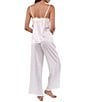 Flora Nikrooz Celeste Luxe Stretch Satin Lace-Trim Square Neckline Sleeveless Cami & Pant Set - Image 2
