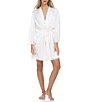 Color:Antique Ivory - Image 3 - Ember Luxe Satin Short Wrap Robe