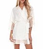 Flora Nikrooz Gabby Silky Satin 3/4 Sleeve Coordinating Kimono Wrap Robe - Image 1