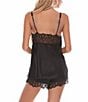 Color:Black - Image 2 - Gabby Silky Satin Cami & Shorty Lace-Trim Set