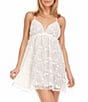 Flora Nikrooz Meg Embroidered Satin Lace Bridal Chemise - Image 1