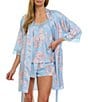 Flora Nikrooz Sabrina Travel Satin Floral Cami & Shorty Robe Set - Image 1