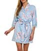Flora Nikrooz Sabrina Travel Satin Floral Cami & Shorty Robe Set - Image 5