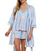 Flora Nikrooz Sabrina Travel Satin Floral Cami & Shorty Robe Set - Image 6