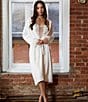 Color:Ivory - Image 4 - Showstopper Lace Trim Long Wrap Robe