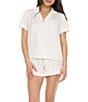Flora Nikrooz Solid Short Sleeve Notch Collar Charmeuse Pajama Set With Pearl Details - Image 4
