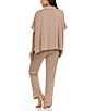 Flora Nikrooz Valeria Solid Short Sleeve Notch Collar Knit Pajama Set, Color:Oatmeal - Image 2