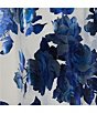 Color:Ivory/Blue - Image 3 - Plus Foil Floral Print Cross Back Strap Ball Gown