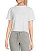 Fornia Crew Neck Short Sleeve Cropped T-Shirt, Color:White - Image 1