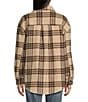 Fornia Long Sleeve Oversized Boyfriend Plaid Shacket Jacket, Color:Taupe Tartan - Image 2