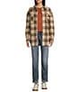 Fornia Long Sleeve Oversized Boyfriend Plaid Shacket Jacket, Color:Taupe Tartan - Image 3