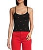 Fornia Seamless Embroidered Cherry Spaghetti Strap Camisole Top, Color:Cherry - Image 1