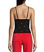 Fornia Seamless Embroidered Cherry Spaghetti Strap Camisole Top, Color:Cherry - Image 2
