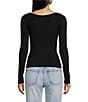Color:Black - Image 2 - Seamless Long Lace Sleeve Fitted Top