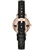 Color:Black - Image 2 - Carlie Mini Three-Hand Gold Tone Stainless Steel Black Leather Watch