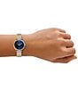 Fossil Women's Carlie Mini Three-Hand Stainless Steel Bracelet Watch, Color:Two Tone/Blue - Image 4