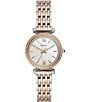 Fossil Carlie Mini Three-Hand White Mother of Pearl Dial Stainless Steel Watch, Color:Two Tone - Image 1