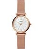 Color:Rose Gold - Image 1 - Carlie Three-Hand Rose Gold-Tone Stainless Steel With Mesh Bracelet Watch