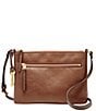 Color:Brown - Image 1 - Fiona Leather Small Gold Hardware Crossbody Bag
