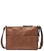 Color:Brown - Image 2 - Fiona Leather Small Gold Hardware Crossbody Bag