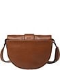 Color:Brown - Image 2 - Harwell Leather Small Buckle Flap Saddle Crossbody Bag