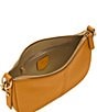 Color:Ochre - Image 3 - Jolie Chain Detail Leather Baguette Shoulder Bag