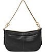 Color:Black - Image 2 - Jolie Chain Detail Leather Baguette Shoulder Bag