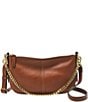 Color:Brown - Image 1 - Jolie Chain Detail Leather Baguette Shoulder Bag