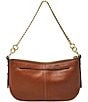 Color:Brown - Image 2 - Jolie Chain Detail Leather Baguette Shoulder Bag