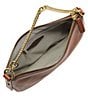 Color:Brown - Image 3 - Jolie Chain Detail Leather Baguette Shoulder Bag