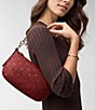 Color:Scarlet - Image 4 - Jolie Studded Baguette Convertible Shoulder Crossbody Bag