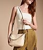 Color:VANILLA - Image 4 - Jolie Zip Top Key Leather Crossbody Shoulder Bag