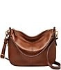 Fossil Jolie Zip Top Key Leather Crossbody Shoulder Bag, Color:Brown - Image 1