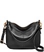 Color:Black - Image 1 - Jolie Zip Top Key Leather Crossbody Shoulder Bag