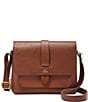 Color:Brown - Image 1 - Kinley Small Fold Over Leather Crossbody Bag
