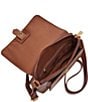 Color:Brown - Image 3 - Kinley Small Fold Over Leather Crossbody Bag