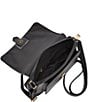 Color:Black - Image 3 - Kinley Small Fold Over Leather Crossbody Bag