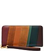 Fossil Logan RFID Patchwork Suede Leather Zip Around Clutch - Image 1