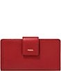 Fossil Logan Logo RFID Leather Tab Bifold Wallet, Color:Garnet - Image 1