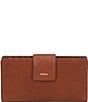 Color:Brown - Image 1 - Logan Logo RFID Leather Tab Bifold Wallet